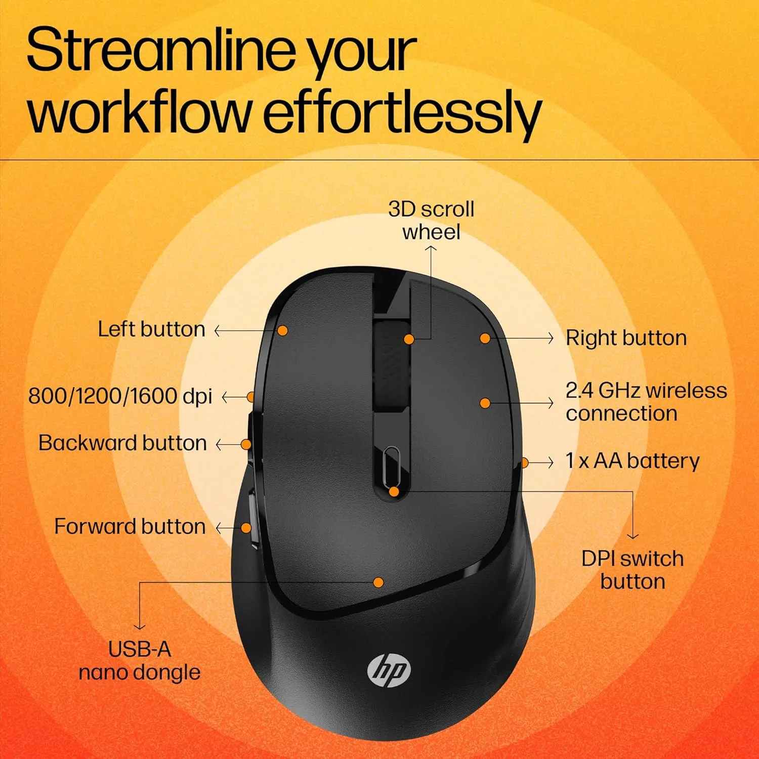HP Wireless Mouse M120 view 6